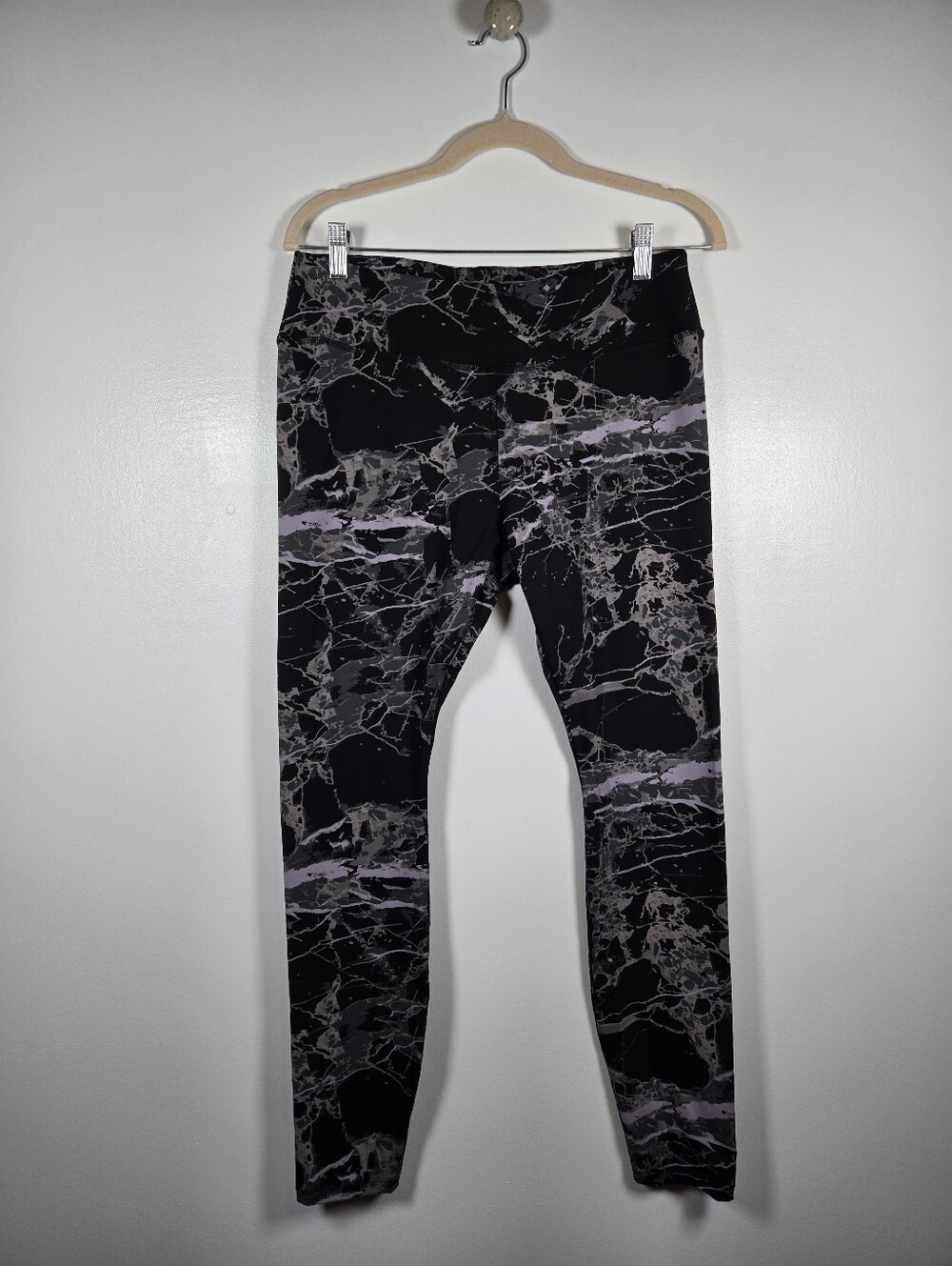Pact Black Gray Marbled Organic Cotton Stretch Leggings Size Large